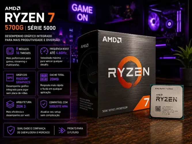 Ryzen 7 5700G - 8 Núcleos + Vídeo Integrado Radeon