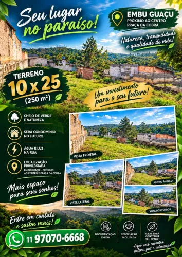 LINDO TERRENO À VENDA - EMBU-GUAÇU