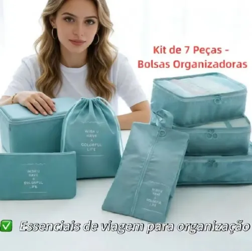 Kit com 7 Bolsas Organizadoras, você transforma sua experiência de viagem!
