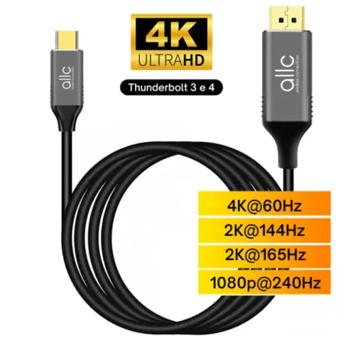 Cabo Adaptador Tipo C USB-C Displayport DP 4K@60Hz 2K@165Hz/@144Hz 1080p@240Hz Thunderbolt