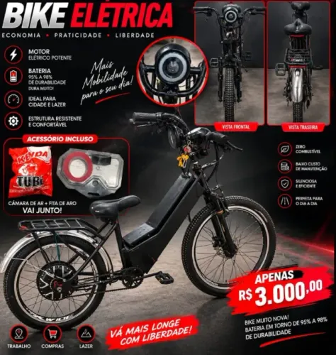 BIKE ELÉTRICA DUOS 40KM/H - MOTINHA ELÉTRICA 3MIL MAIS DA PARA NEGOCIAR ESTA SEM PARALAMA
