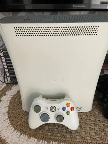 Xbox 360 Fat Branco Completo Controle Original