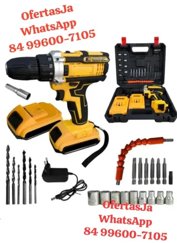 Parafusadeira e Furadeira de Impacto Profissional com 2 Baterias 21v Maleta e Acessorios
