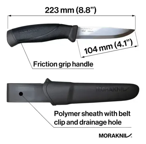 Faca Preta Morakniv Companion Sandvik Preto feita na Suécia