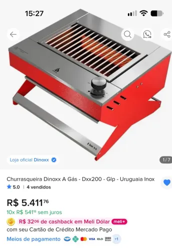 Churrasqueira a gás de inox