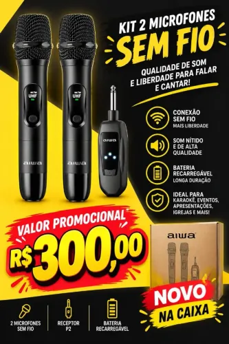 Microfone ? sem fio Aiwa ,top de linha 