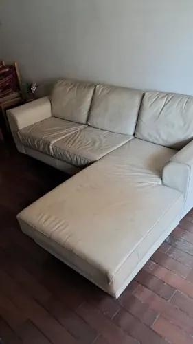 Sofá com Chaise de couro legítimo promoção