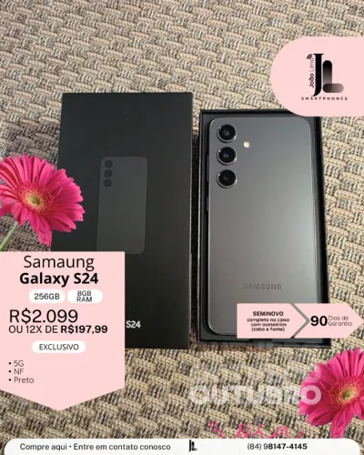 GALAXY S24, 5G, 256GB, 8GB RAM, PRETO, SEMINOVO, EXCLUSIVO!!