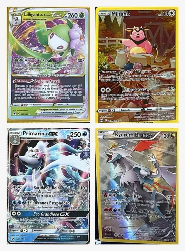 Kit 4 Cards Pokémon TCG Lilligant V-ASTRO + Primarina GX + Miltank