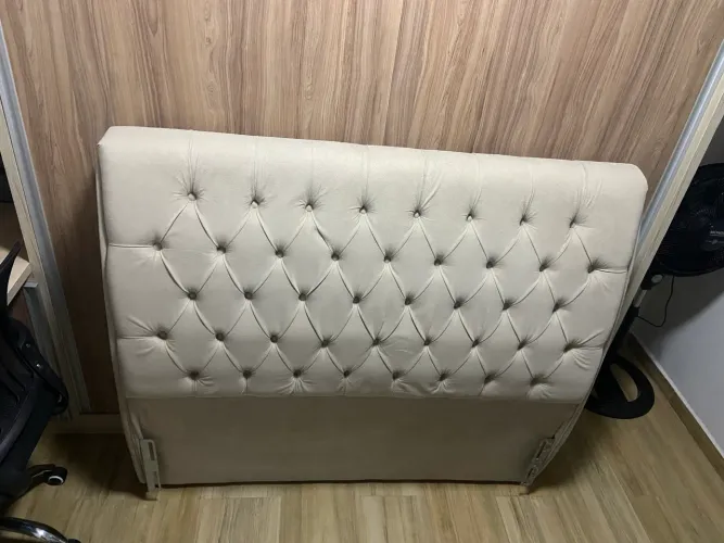 Cabeceira Casal Suede Bege