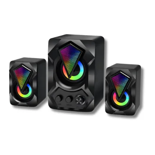Caixa de Som Gamer Lehmox LED RGB USB 11W 2.1 Subwoofer Preto