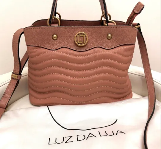 Bolsa Luz da Lua rose couro legítimo