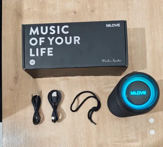 Caixa de Som Bluetooth Mlove E6-L Portátil LED RGB Graves Bass Nova