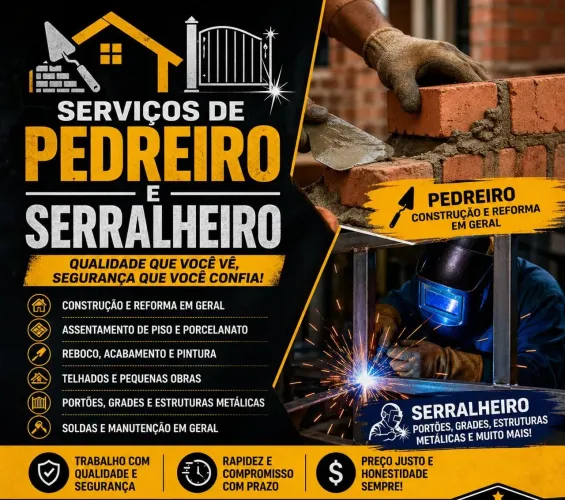Fazemos serviço de pedreiro e serralheiro em geral 