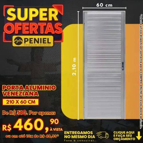 Porta Alumínio com Veneziana 210 cm x 60 cm