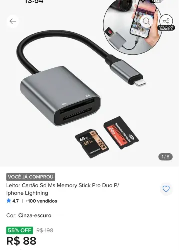 Leitor de cartão SD iPhone 