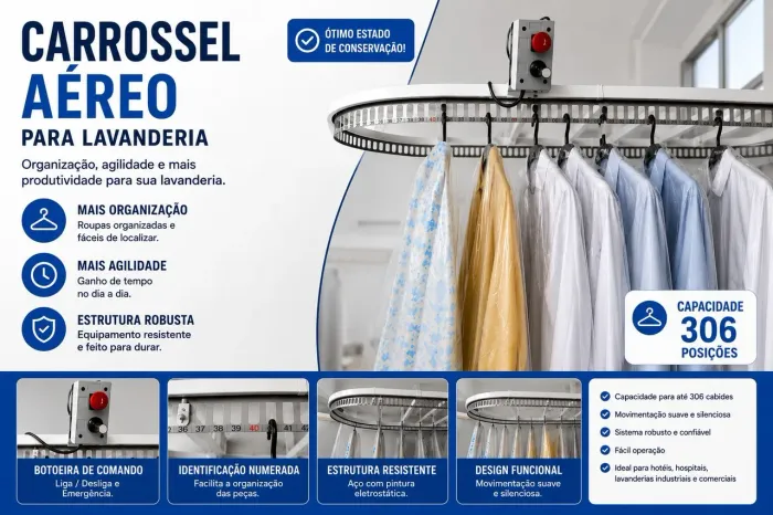 Carrossel aéreo automático para lavanderia