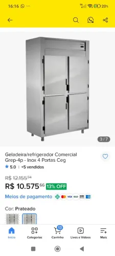 Geladeira/Refrigerador Comercial marca Gelopar 4 Portas