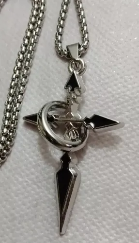 Colar Com Pingente De Cruz  , Aço Titânio