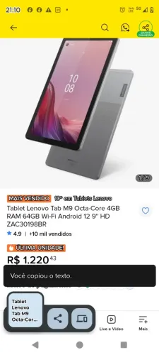 Tablet m9 Lenovo 4g  64gb