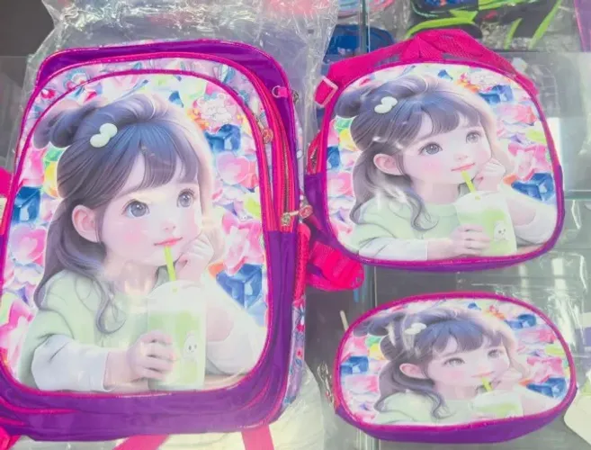 Kit 3 Mochila Infantil Bolsa Feminina C/ Estojo 3d Escolar