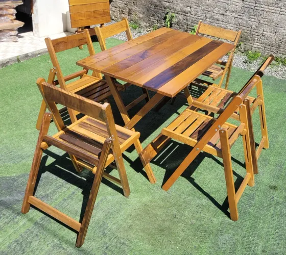 Jogos de mesa dobrável madeira itaúba