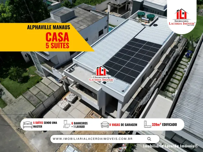 Alphaville Manaus 4 - Casa Duplex 5 Suítes Sendo 1 Master com Closet, Piscina e Energia So
