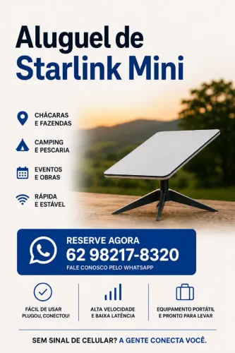 ? ALUGUEL DE STARLINK MINI DE ALTA VELOCIDADE ONDE VOCÊ PRECISAR! Ideal para: ? Fazend