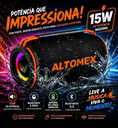 Caixa Caixinha De Som Bluetooth Pendrive Fm Sd Portátil Ipx6