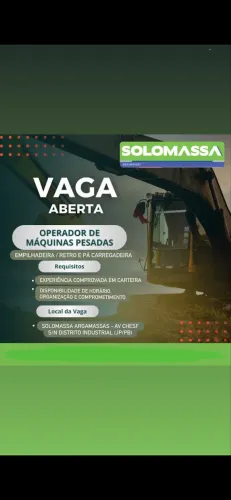 VAGA OPERADOR DE MÁQUINAS PESADAS (EMPILHADEIRA / PA CARREGADEIRA)