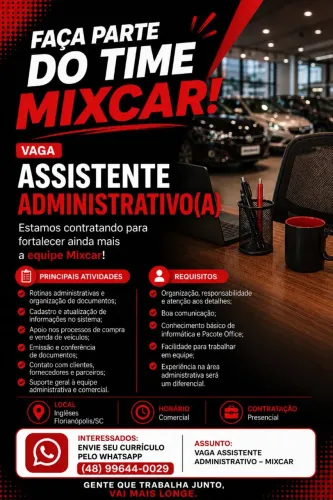 Vaga para assistente administrativo