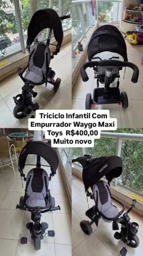 Triciclo infantil com empurrador