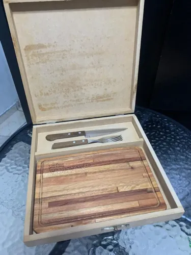 Kit Para Comer Churrasco (Tábua + Faca + Garfo)