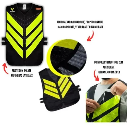 Colete Com bolso Zíper para Motoboy super confortavel