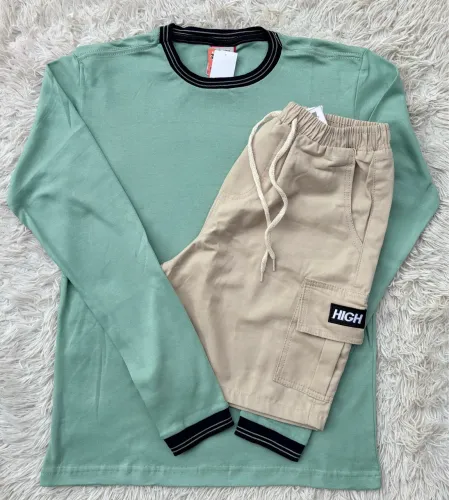 Kit M Camisa Longa e Bermuda Cargo