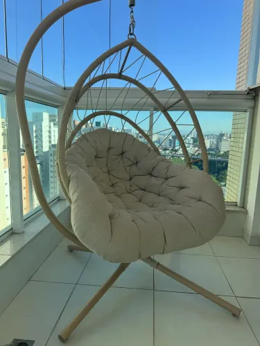 Balanço para Jardim 1 Lugar 165cm Aço Bege Ovo Naterial