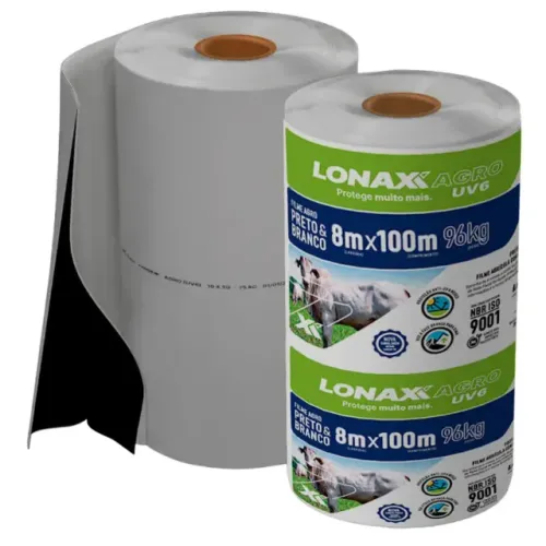 Lona Dupla Face para Silagem 8x100m Extra Forte Preta e Branca Lonax Agro 150 Micras Ant U