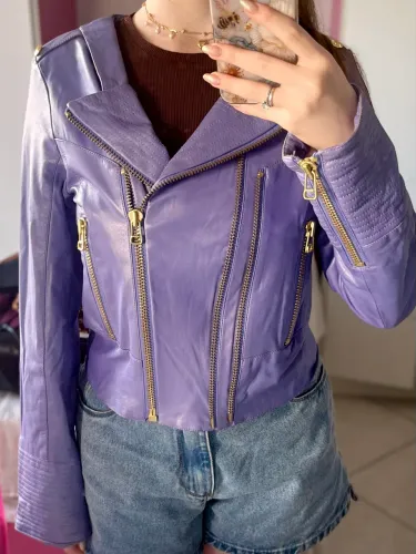 Jaqueta de Couro Lilás Charth Original