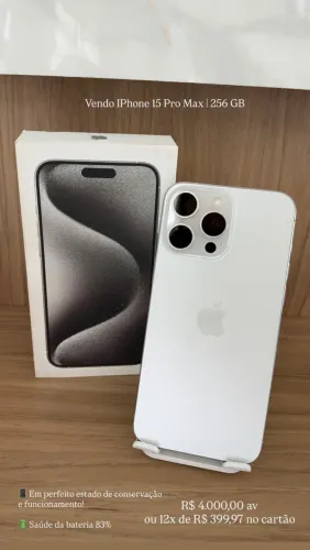 Vendo iPhone 15 Pro Max | 256 GB | Branco