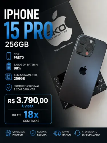 iPhone 15 Pro 256Gb impecável / 180 Dias Garantia / Loja Física 