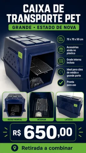 Caixa de Transporte Pet Grande 70x70x50cm Estado de Nova