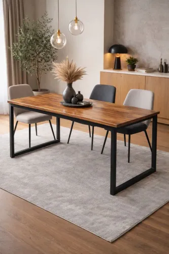 Mesa estilo industrial metal e madeira