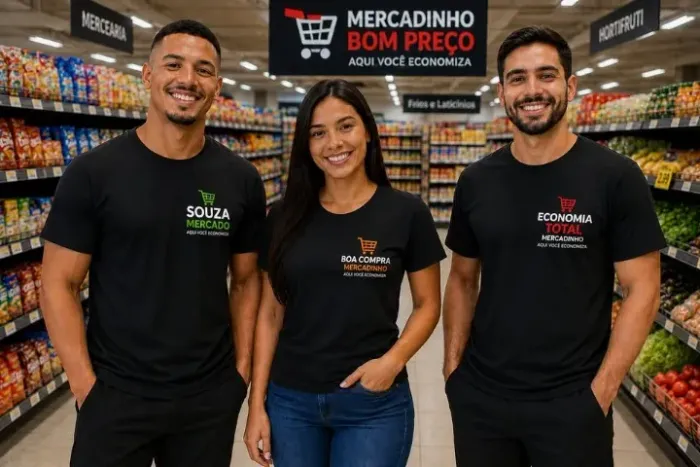 10 Camisas Personalizadas Para Uniforme de Mercadinho / Malha PP