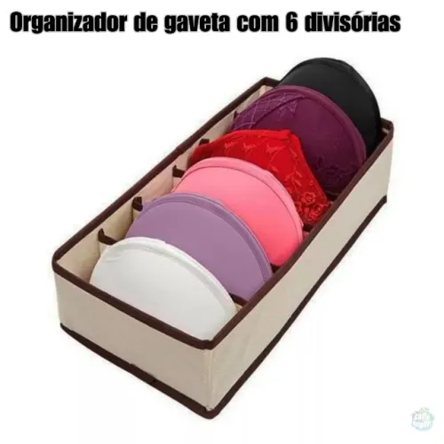 Organizador de Roupa Intima Sutiã cueca calcinha 6 Divisórias