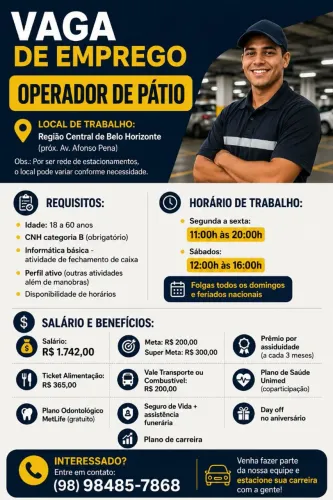 Vaga para Operador de pátio rede de estacionamento