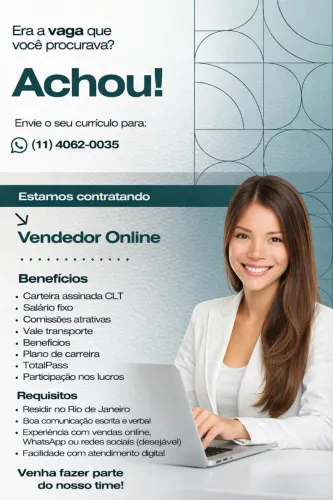 Consultor de Vendas Online (Presencial)