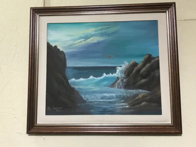 Lindo quadro pintado à mão, largura 88 cm altura 78 cm