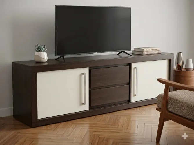 Vendo rack com 2 portas de correr e 2 gavetas 