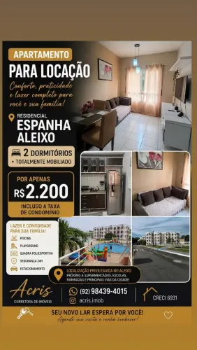 Aluguel apartamento mobiliado residencial Espanha Aleixo