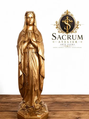 Nossa Senhora de Lourdes gesso 80cm em Dourado automotivo